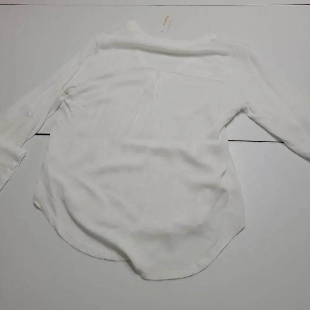 Francescas Harper Shirt Womens Small Long Sleeve Boho Blouse White Comfort Top‎